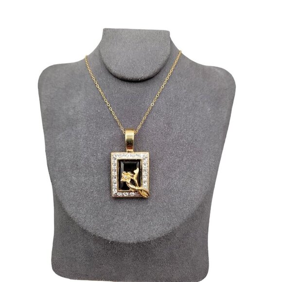 Nolan Miller Glamour Collection Pendant Necklace 18" Gold Filled Chain Swarovski - Picture 3 of 16